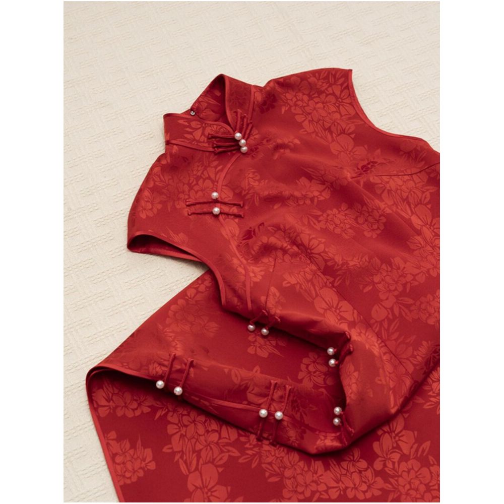 Counter Withdrawal 2025 Summer New Chinese Style Unique Exquisite Elegant Elegant Slimming Red Sleeveless Dress for Children image 2