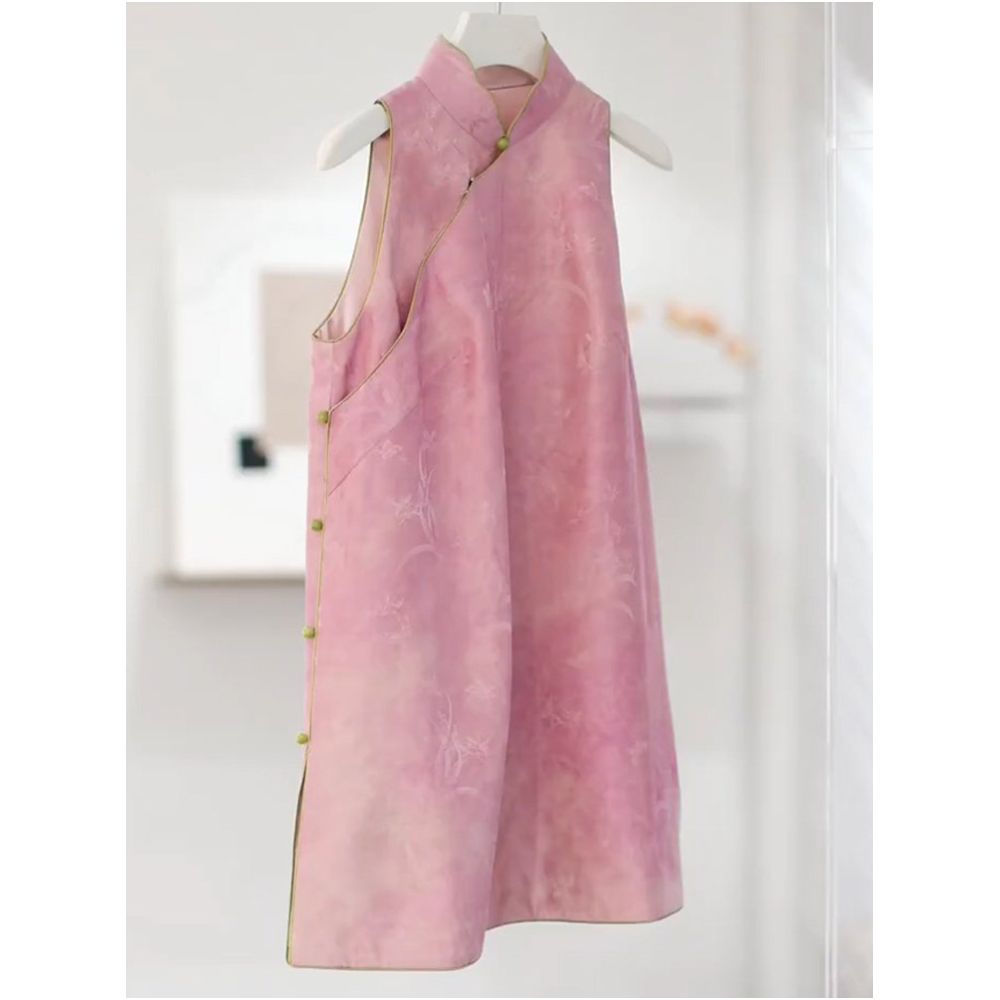 In stock Light luxury new Chinese style pink dress for children s summer 2025 new style popular and explosive this year image 0