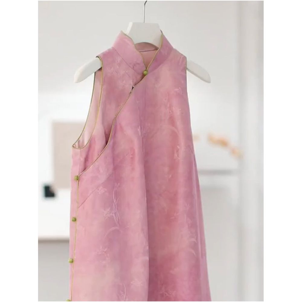 In stock Light luxury new Chinese style pink dress for children s summer 2025 new style popular and explosive this year image 1