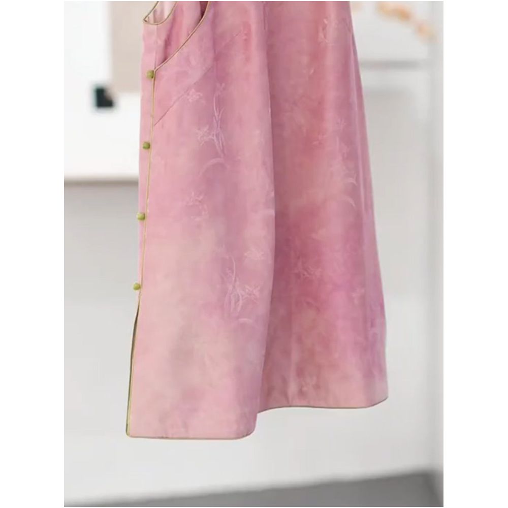 In stock Light luxury new Chinese style pink dress for children s summer 2025 new style popular and explosive this year image 2