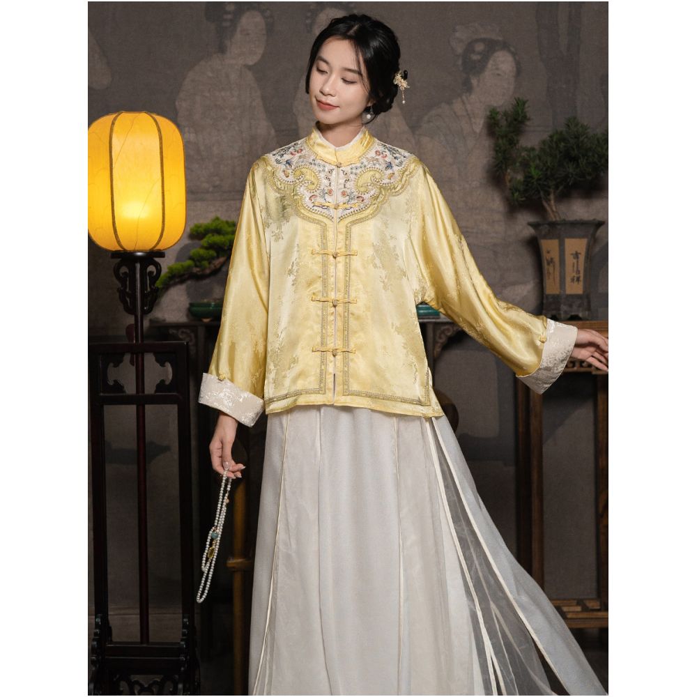 New Chinese style tops traditional Chinese style women s clothing Tencel and Rayon cardigans jackets button down shirts embroidered jacquard summer and autumn image 1