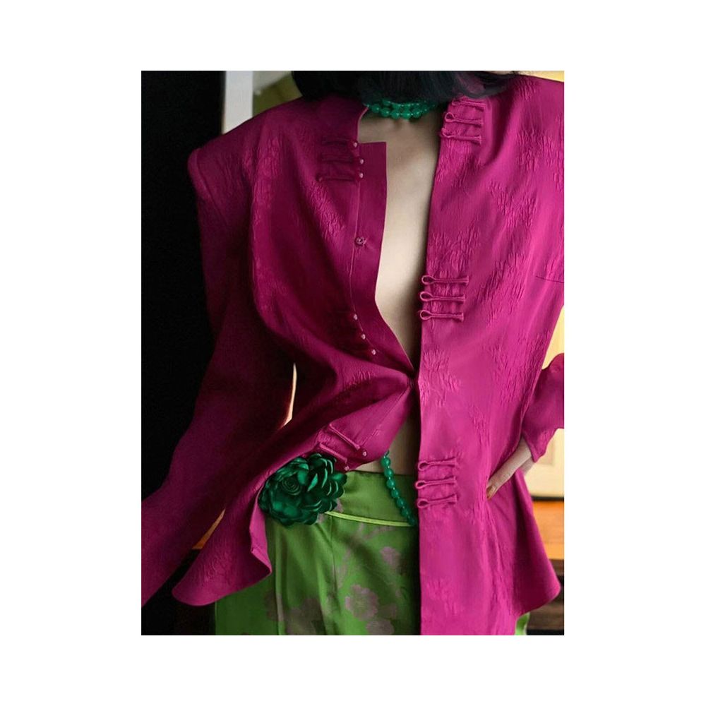 ASAYA5958 – Fuchsia Modern Cheongsam Blazer 💗🌿
