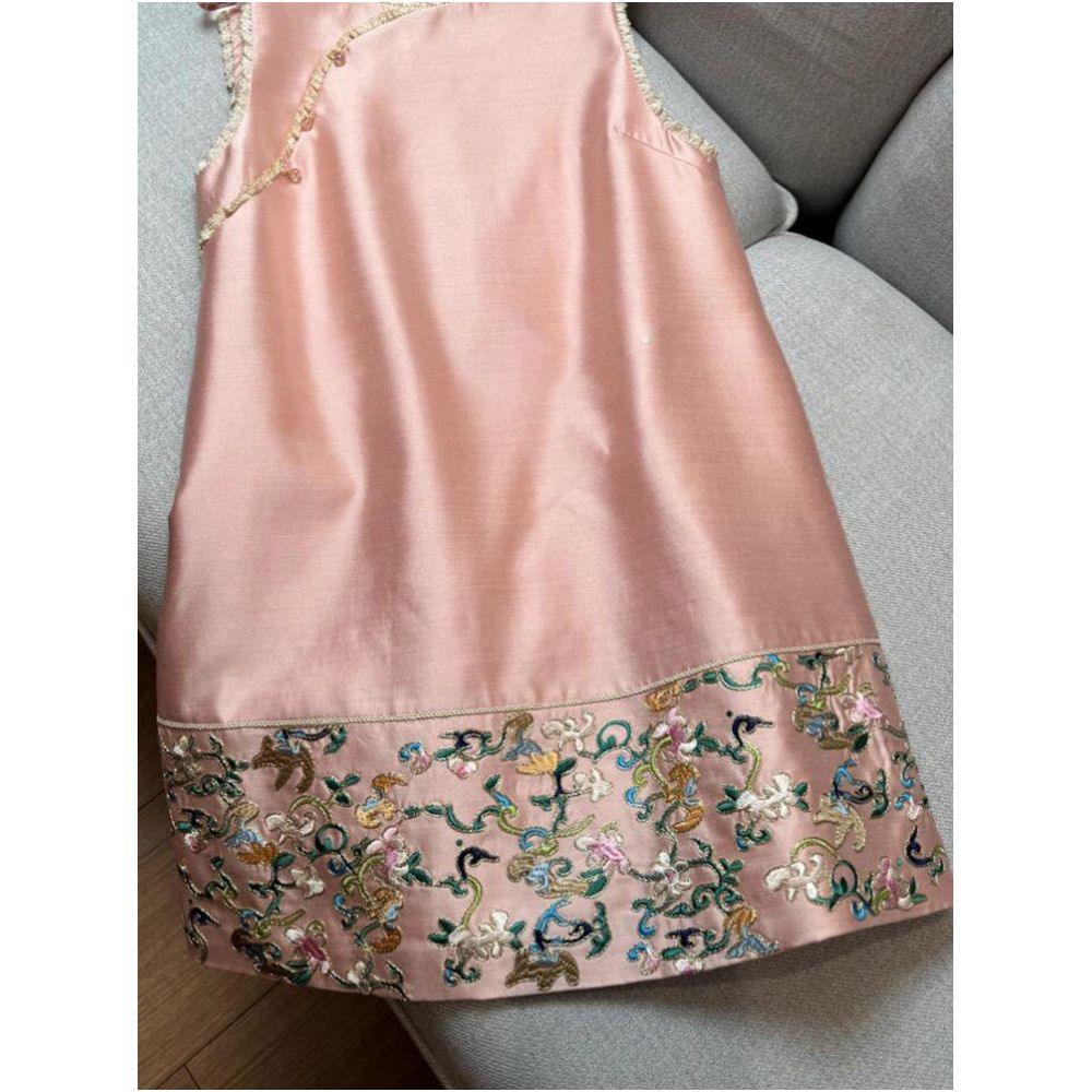 New Chinese style pink vest long skirt women s 2026 spring new pink high end design dress image 2
