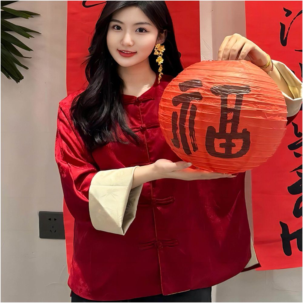 New Chinese style red improved Tang style jacket for women s clothing Chinese style New Year s greetings with cotton and heavy duty design for commuting style image 3