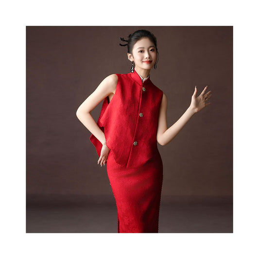 ASAYA595 – Imperial Scarlet Elegance Top❤️🌺