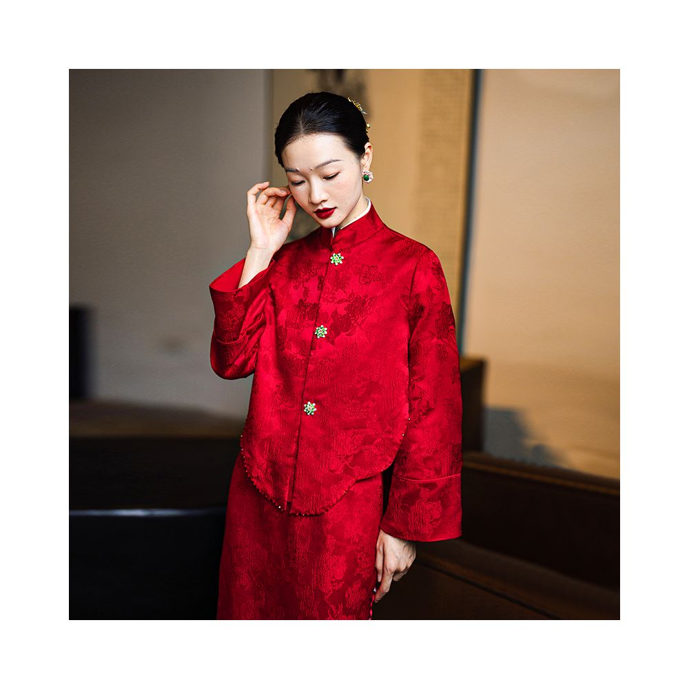 ASAYA595 – Imperial Scarlet Elegance Top❤️🌺