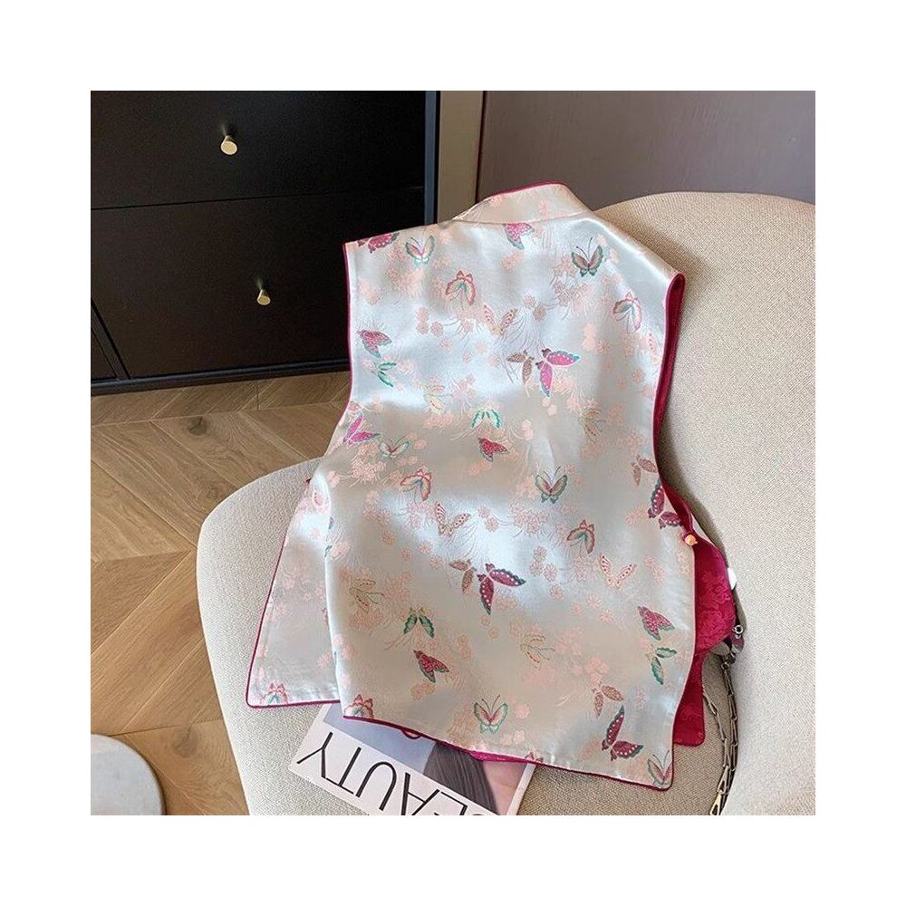 New Chinese style butterfly jacquard standing collar vest for women in spring 2025 high end temperament satin national style vest top image 5