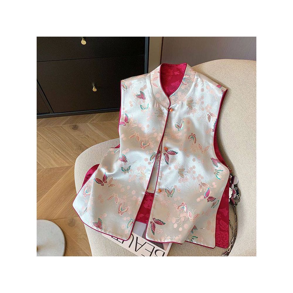 ASAYA5999 – Butterfly Bloom Silk Vest 🦋🌸