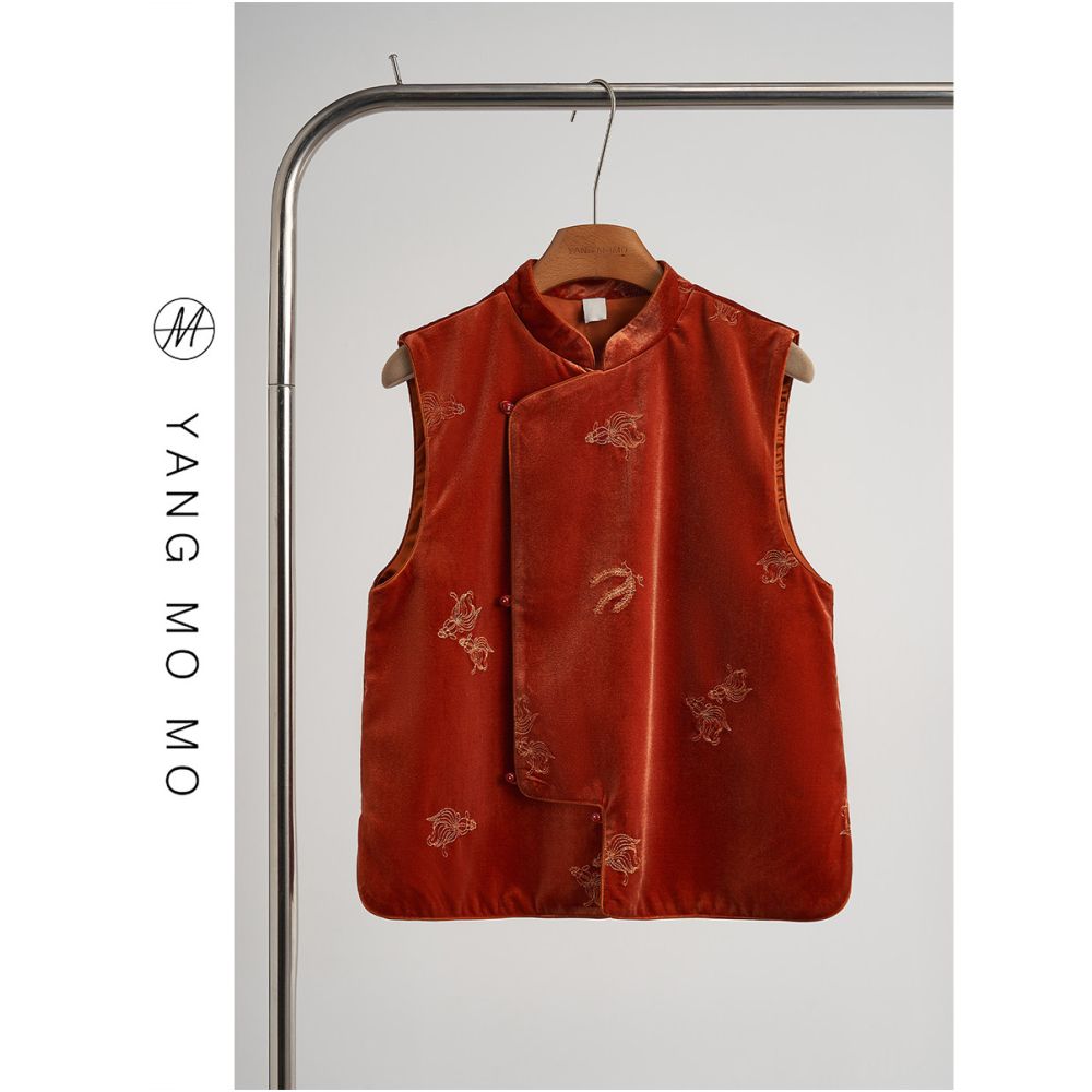 New Chinese style retro velvet embroidered cotton vest women s clothing 2026 Year of the Horse zodiac year clothes New Year s robe image 0