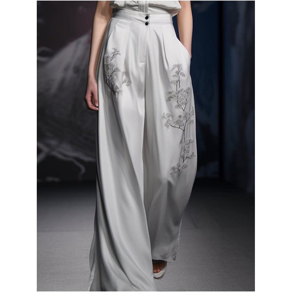 New Chinese style national style transparent sleeveless luxury top 2026 summer improved commuting wide leg pants two piece set for women image 2