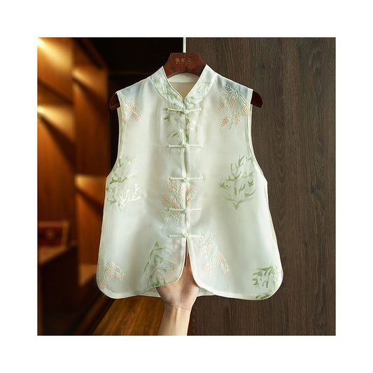 ASAYA6037 – Whispering Silk Embroidered Vest 🌿🤍