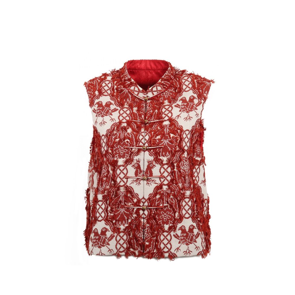 ASAYA6055 – Crimson Heritage Brocade Vest ❤️🏮