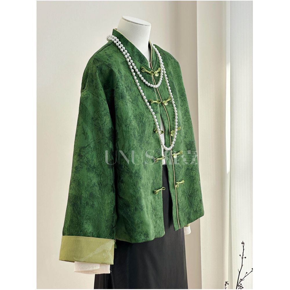 UNUS three dimensional jacquard buckle retro dignified and atmospheric Tang style new Chinese style jacket Chinese style emerald cotton clothing image 0