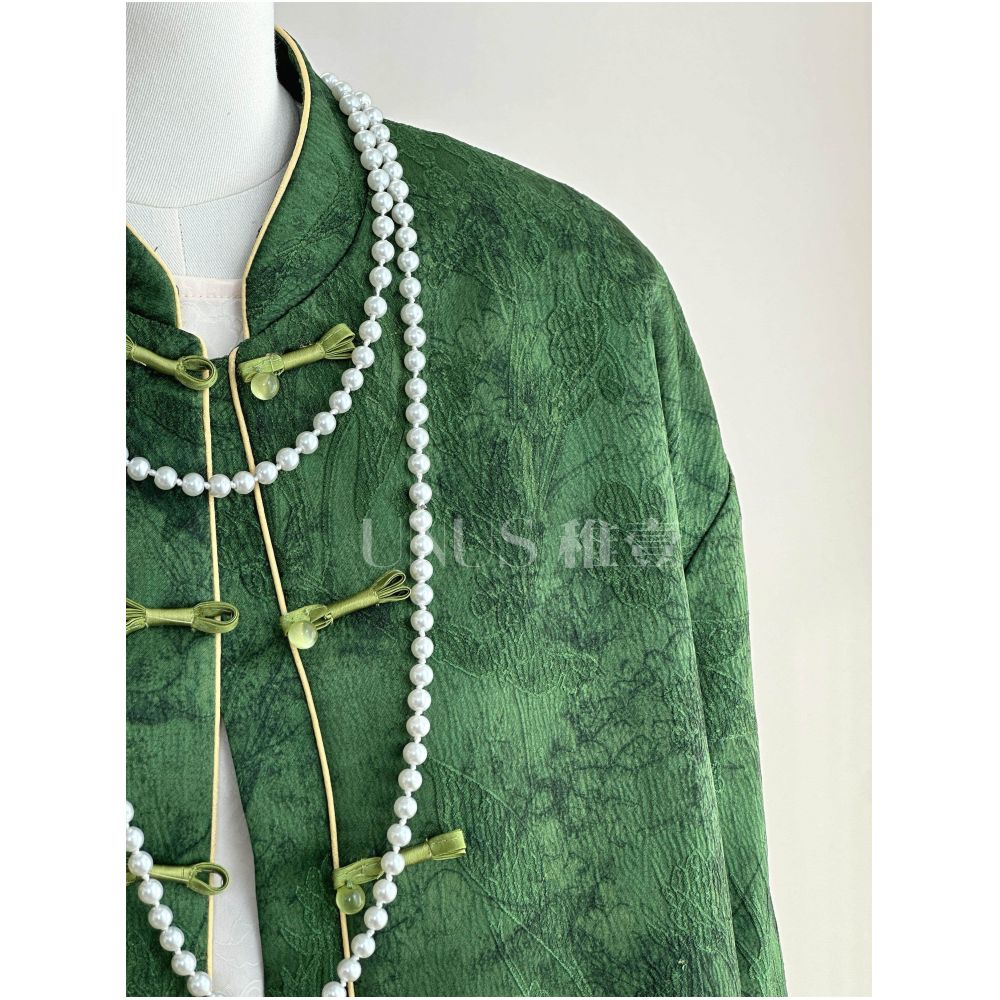 UNUS three dimensional jacquard buckle retro dignified and atmospheric Tang style new Chinese style jacket Chinese style emerald cotton clothing image 4