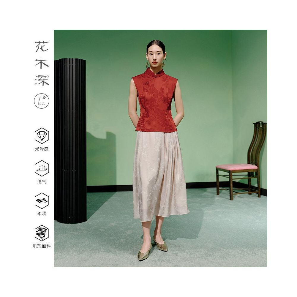 Hua Mu Shen Xin Chinese style standing collar top for women new Chinese style improved Hanfu vinegar jacquard small fly sleeves Tang style shirt image 5