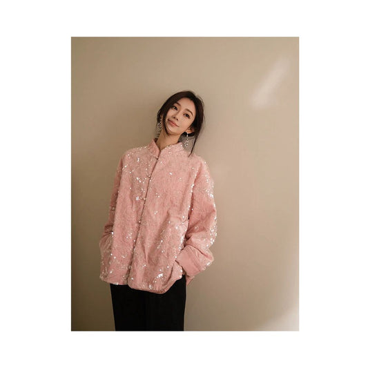 ASAYA6091 – Blush Sequin Mandarin Jacket ✨🌸