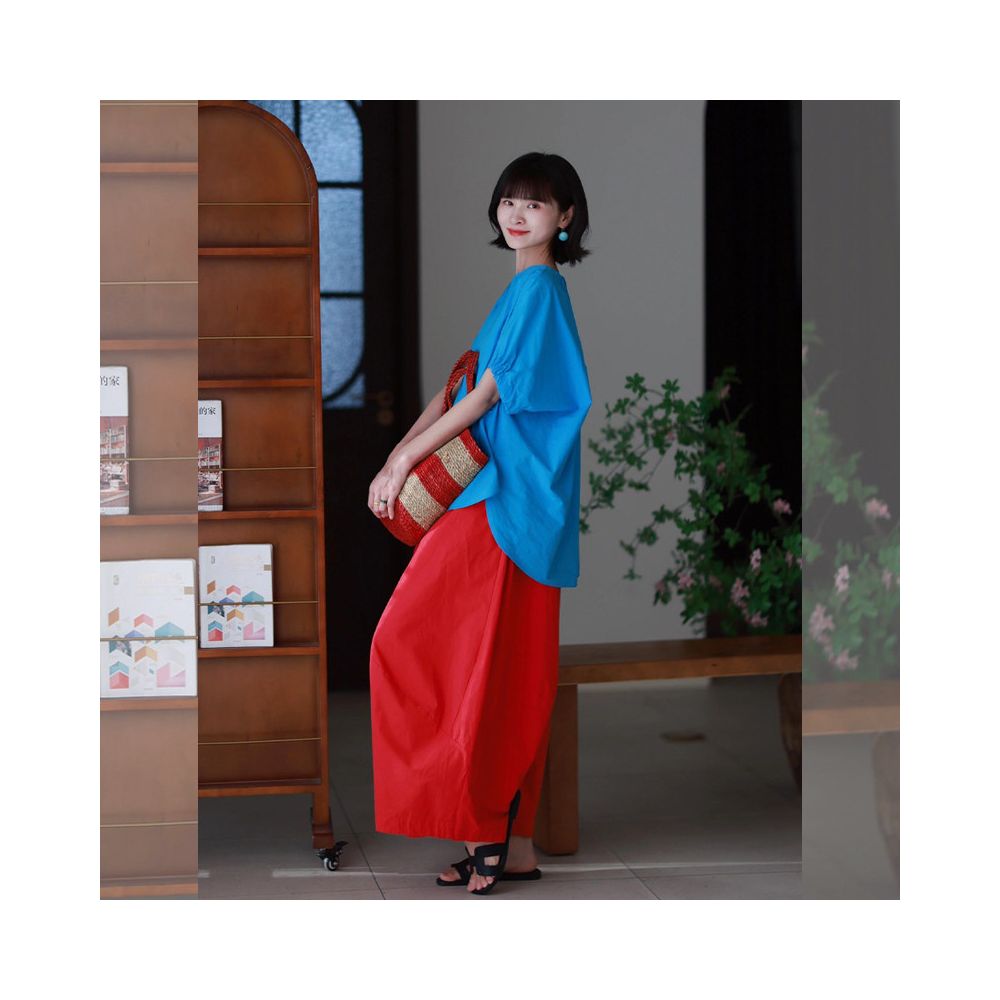 A set of stylish and elegant summer clothes paired with a blue short sleeved shirt and pants two piece set 2025 new style image 1