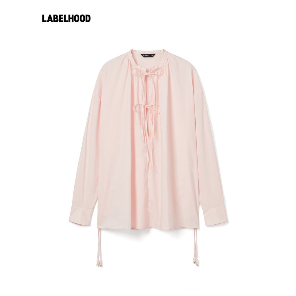 YIRANTIAN lace up side drawstring silhouette shirt for autumn and winter fashion women s top image 5