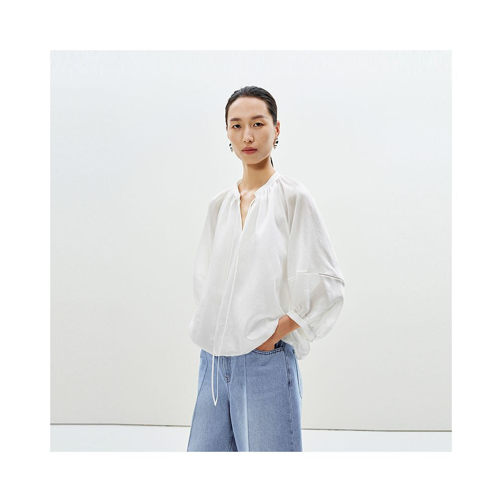 LESS Xia Huan Bao Lai Saier loose A line shoulder sleeves with seven inch sleeves casual shirt for women 2P6212180 image 3