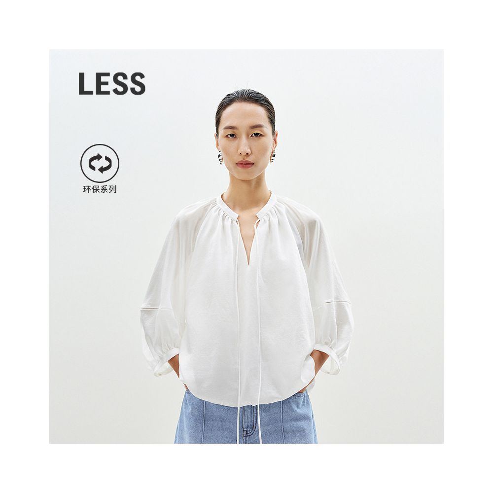 LESS Xia Huan Bao Lai Saier loose A line shoulder sleeves with seven inch sleeves casual shirt for women 2P6212180 image 0