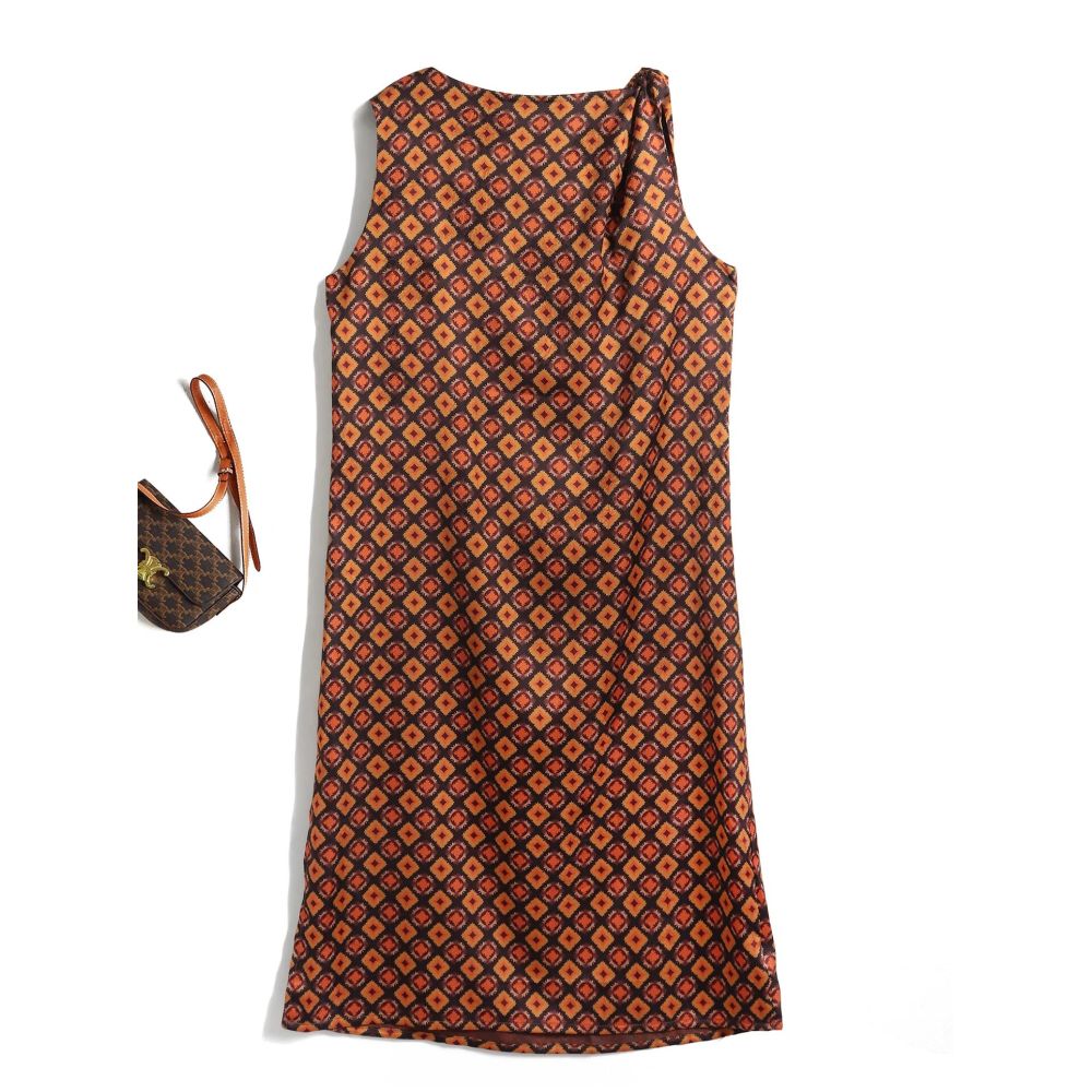Chinese style high end Song brocade dress for women in the summer of 2025 new coffee color sleeveless vest high end feeling light mature long skirt image 4