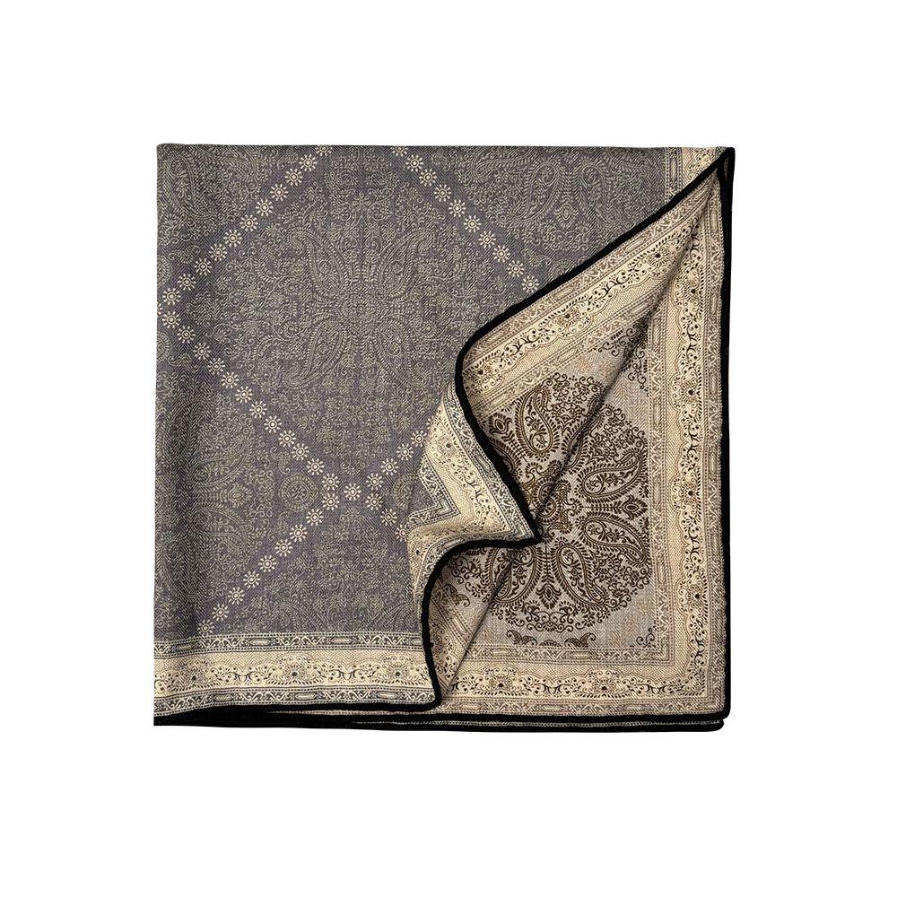 Paisley Old Money Wind Light luxury double sided silk wool scarf for women in spring and autumn silk wool square scarf decorative scarf dual use image 5