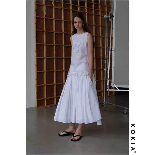 ASAYA6171 – Ivory Blossom Cotton Skirt 🤍🌼