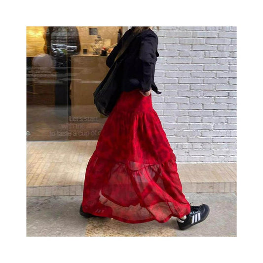 ASAYA6191 – Scarlet Flow Maxi Skirt ❤️✨