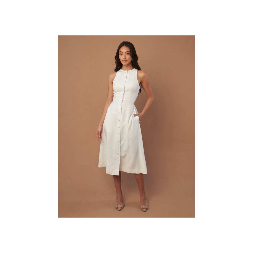 ASAYA6204 – Effortless Linen Button Midi Dress 🌿🤍