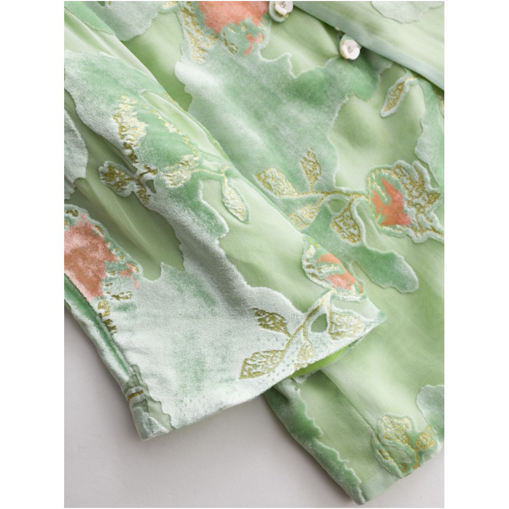 Zhendian Baby PCY697 Chinese style velvet cheongsam top with slanted placket retro artistic Chinese women s clothing spring summer autumn image 3