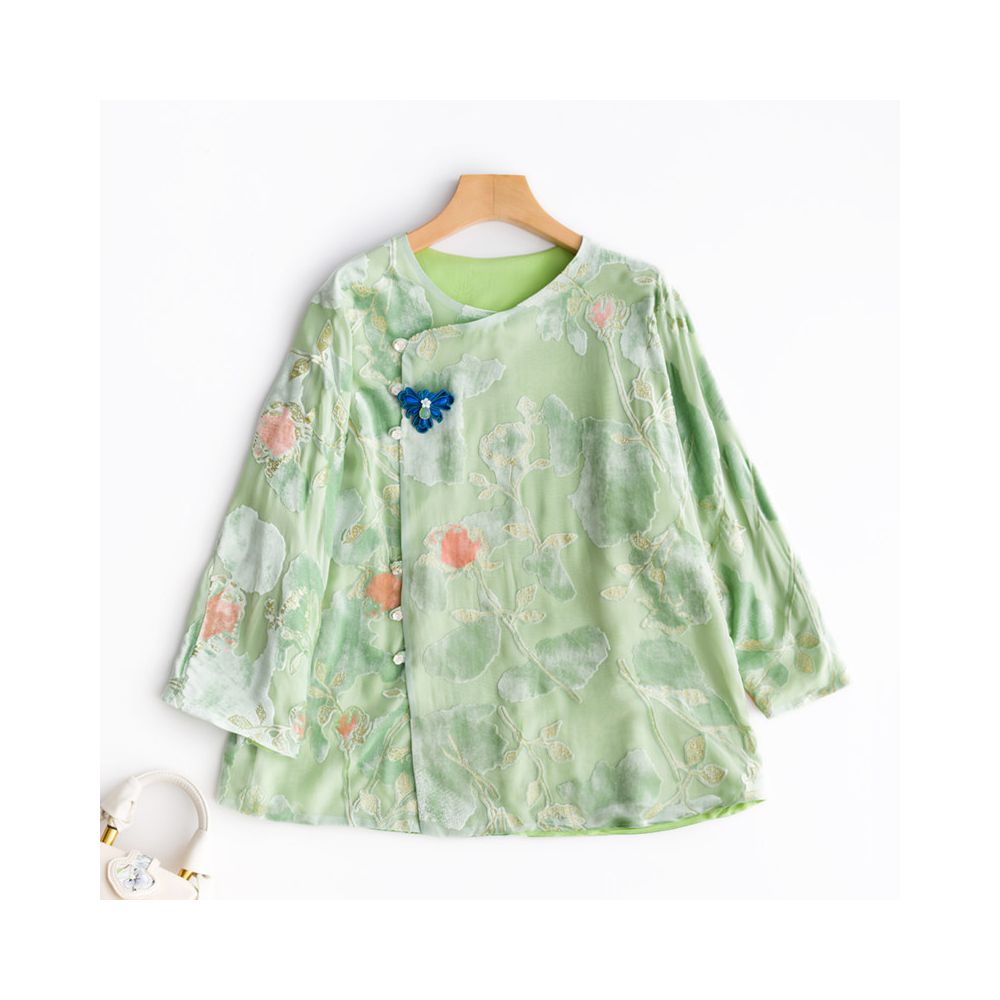 ASAYA6225 – Jade Whisper Silk Blouse 🍃✨