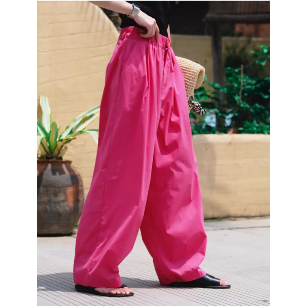Clearance and Leakage Collection Counter Withdraws Foreign Trade Women s Clothing This Year s Trendy Japanese Chic Rose Red Wide Edition Loose Pants image 0