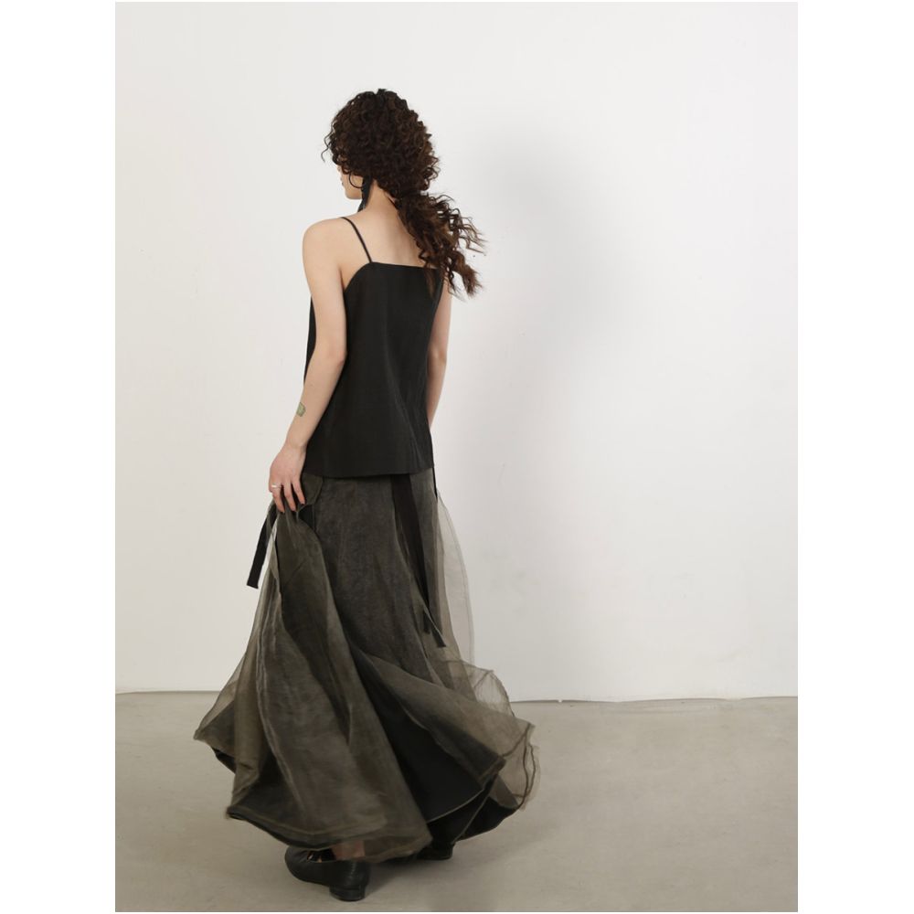 Luobian Heavy Industry Limited Edition Split yarn skirt half body skirt spliced mid length versatile slimming summer retro mesh image 5