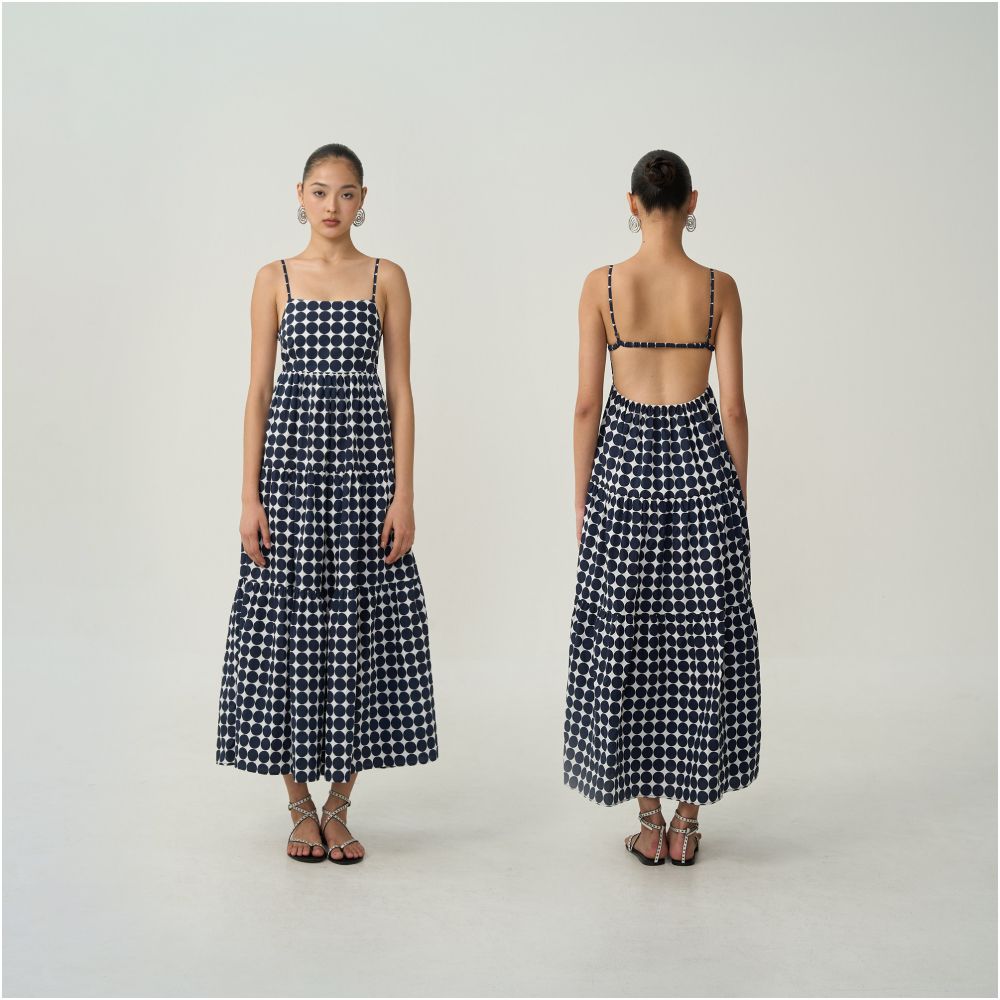 OtherstORE Romantic Vacation French polka dot camisole dress for women printed floral backless slimming A line dress image 2