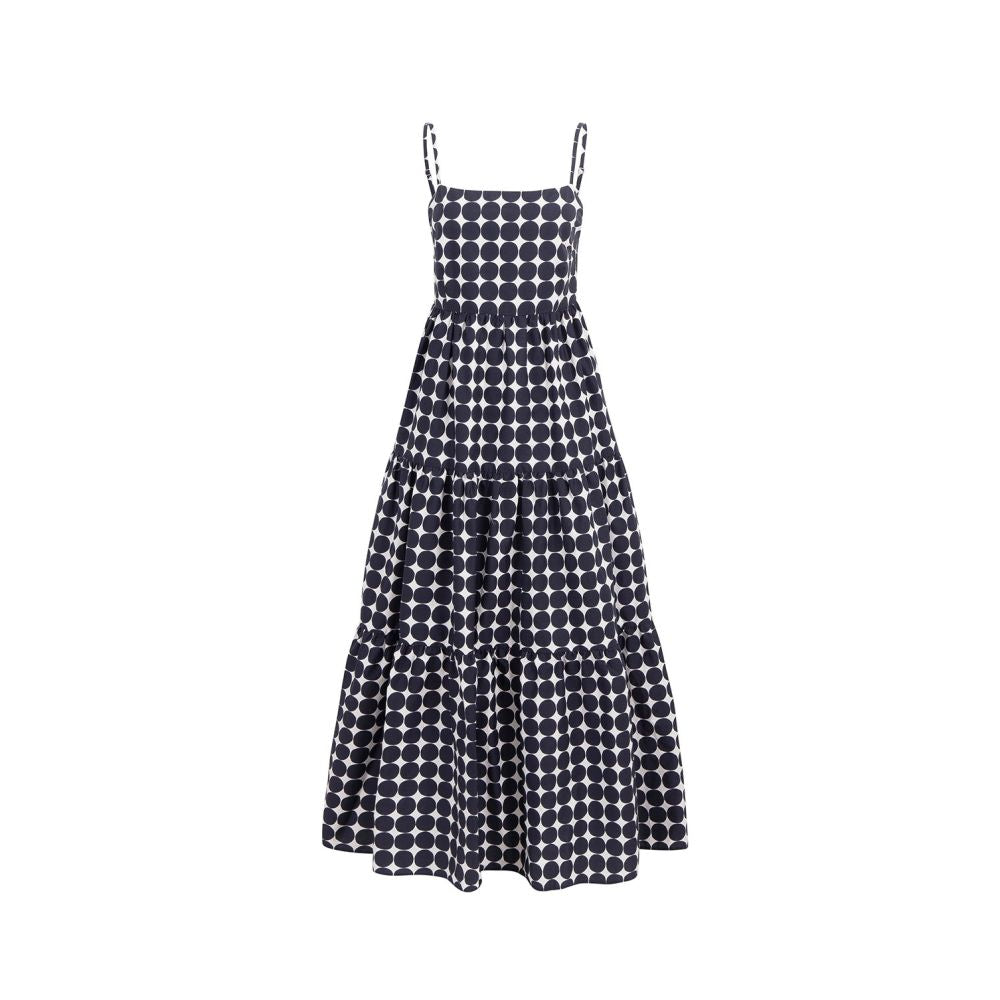 ASAYA6241 – Navy Polka Open-Back Maxi Dress 💙⚪️