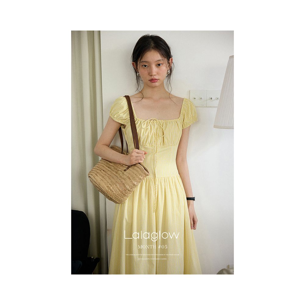 Lalaglow Leisure Romantic All Cotton French Waist Slimming Dress in Stock Women s Summer Style Long Dress image 3