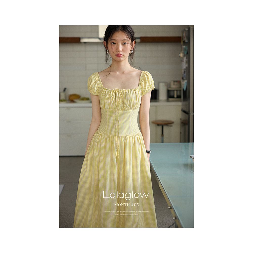 Lalaglow Leisure Romantic All Cotton French Waist Slimming Dress in Stock Women s Summer Style Long Dress image 0