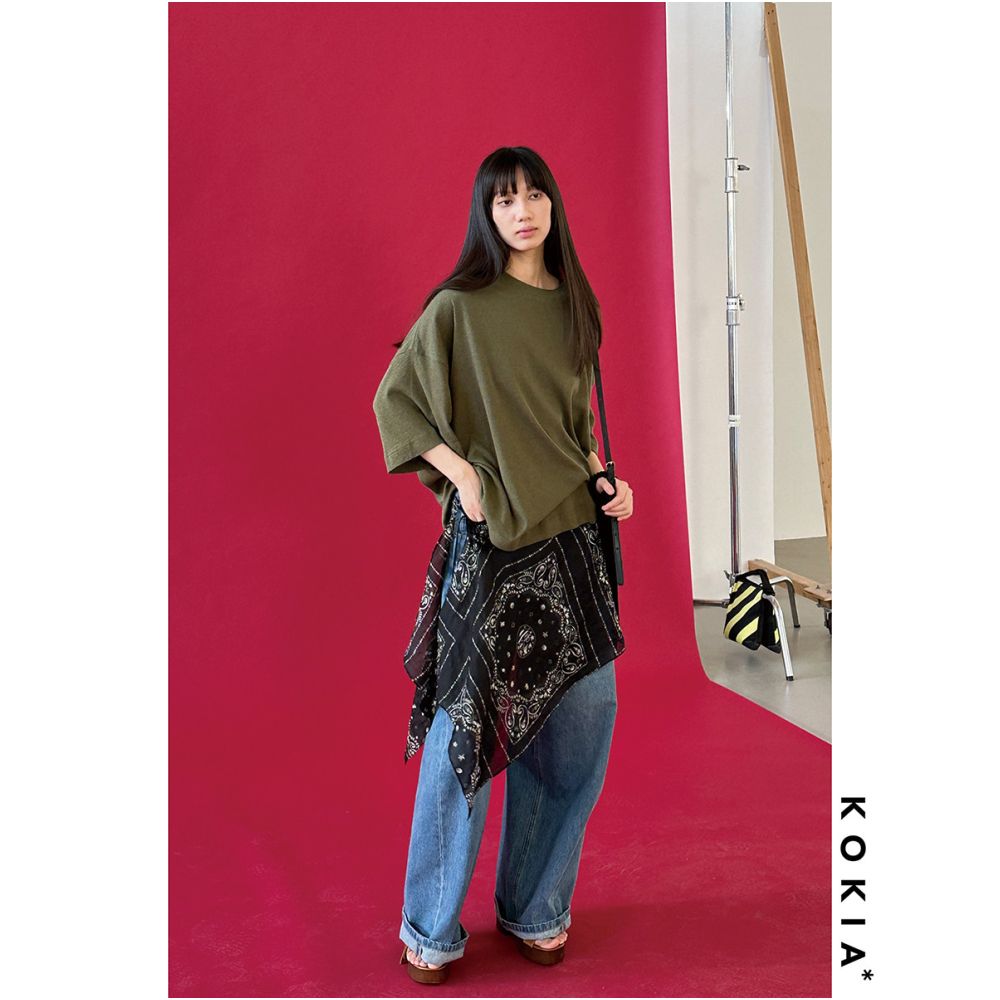 KOKIA Stacking Artifact 100 Ramie Paisley Positioning Printed Side Strap Skirt Curtain Butt Curtain image 3