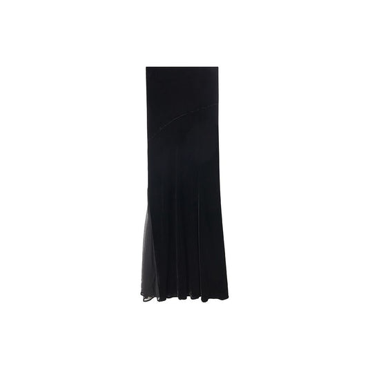 ASAYA6291 – Midnight Silk Velvet Skirt 🖤✨
