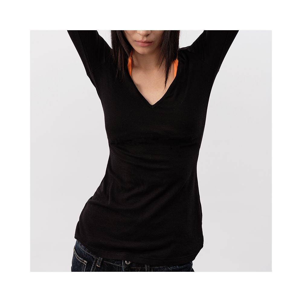 ASAYA6298 – Soft Fit V-Neck Long Sleeve Top 🖤🤍