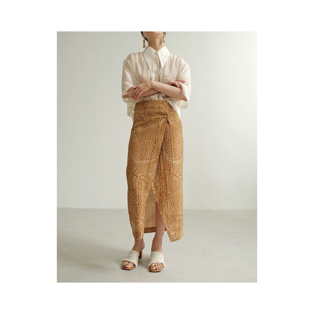 ASAYA6304 – Earthy Print Wrap Midi Skirt 🍂✨
