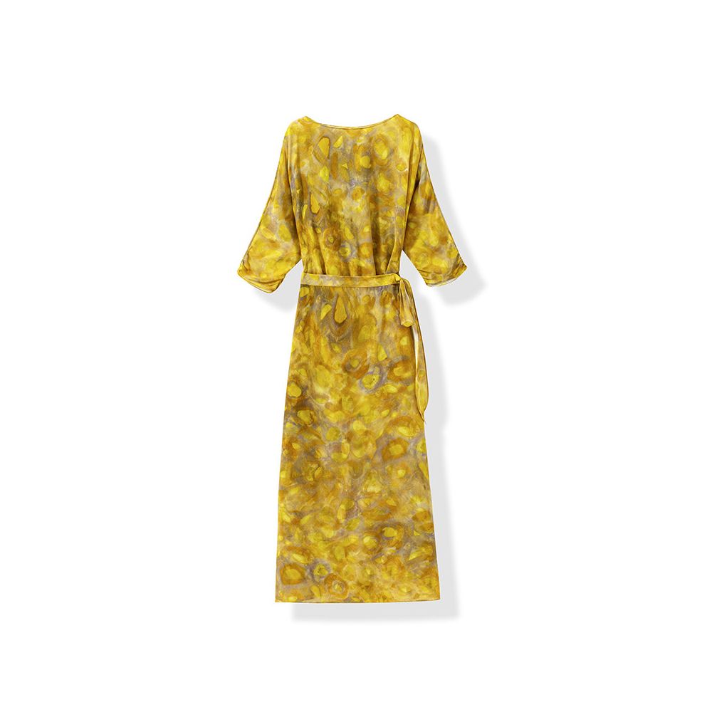 ASAYA6312 – Golden Aura Silk Dress ✨🌼