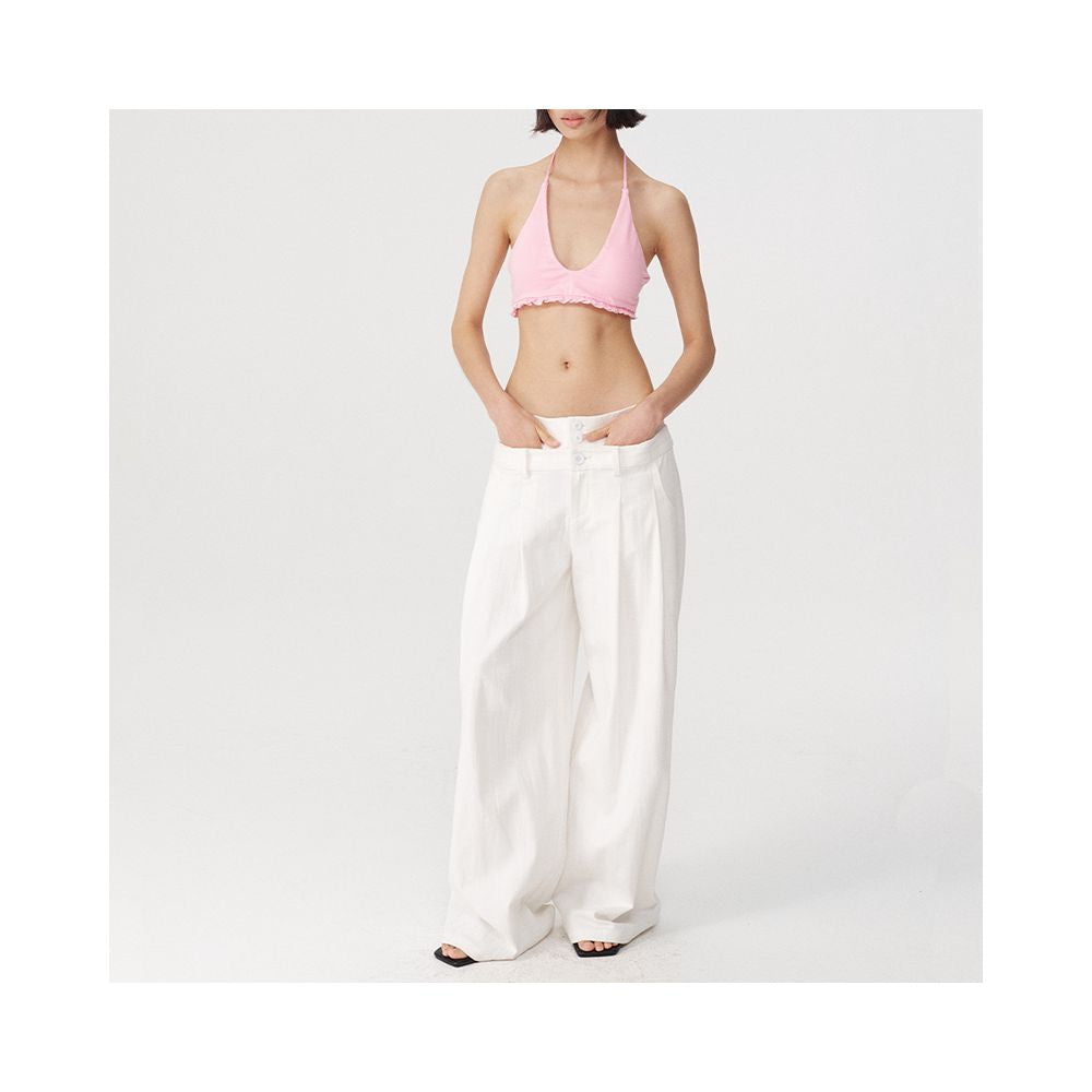 JCAESAR PLEATED PANTS Double Waist Front Insert Bag Folded Pants Women s Casual Wide Legs Laziness image 2