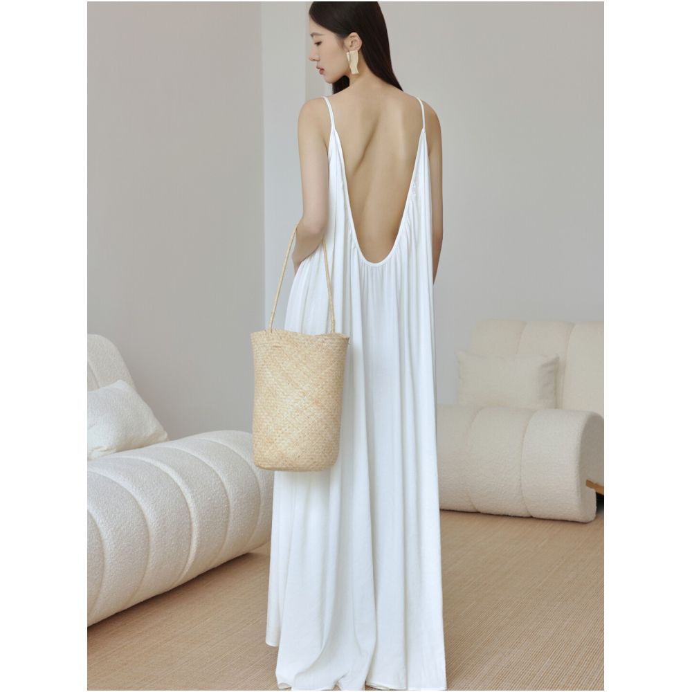 ASAYA6337 – Golden Breeze Backless Maxi Dress 🌼✨
