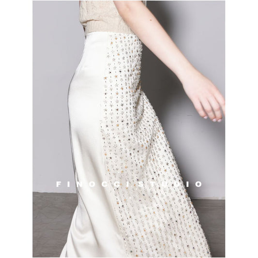 ASAYA6356 – Crystal Veil Midi Skirt ✨🤍
