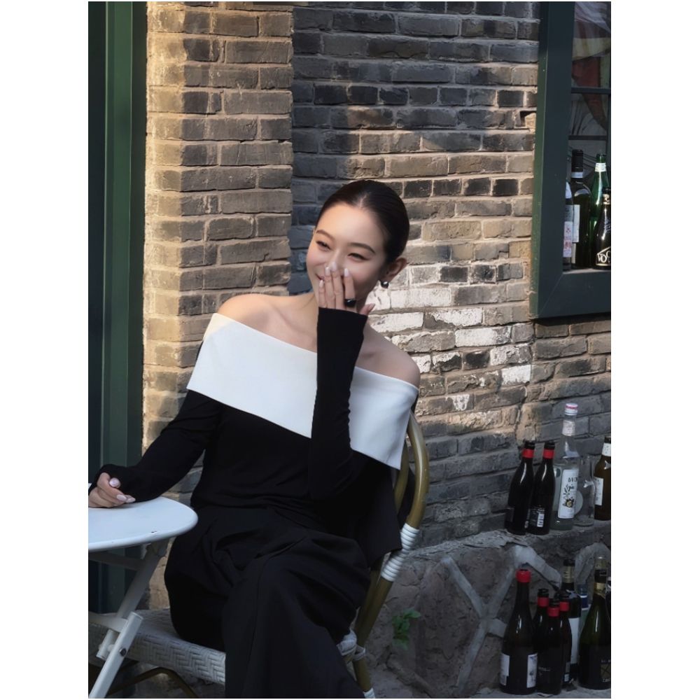 LiHuiEr Weekly s stunning one shoulder top with a high end feel for women featuring off the shoulder design and sloping shoulders image 2