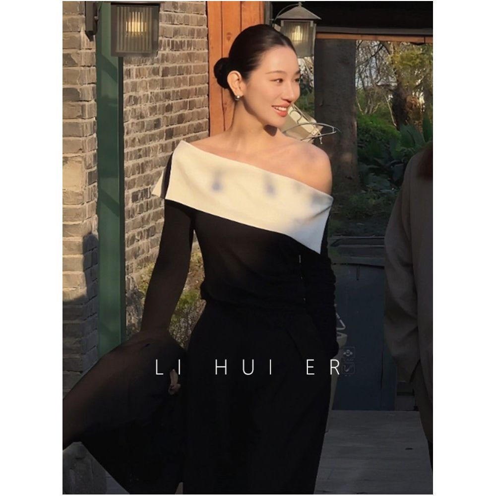 LiHuiEr Weekly s stunning one shoulder top with a high end feel for women featuring off the shoulder design and sloping shoulders image 4