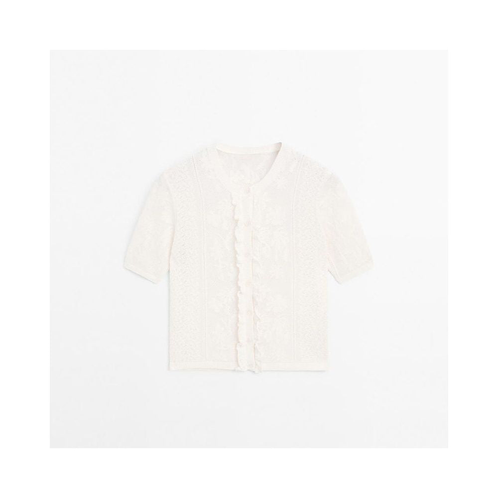 ASAYA6373 – Ivory Lace Knit Cardigan 🤍✨🌿