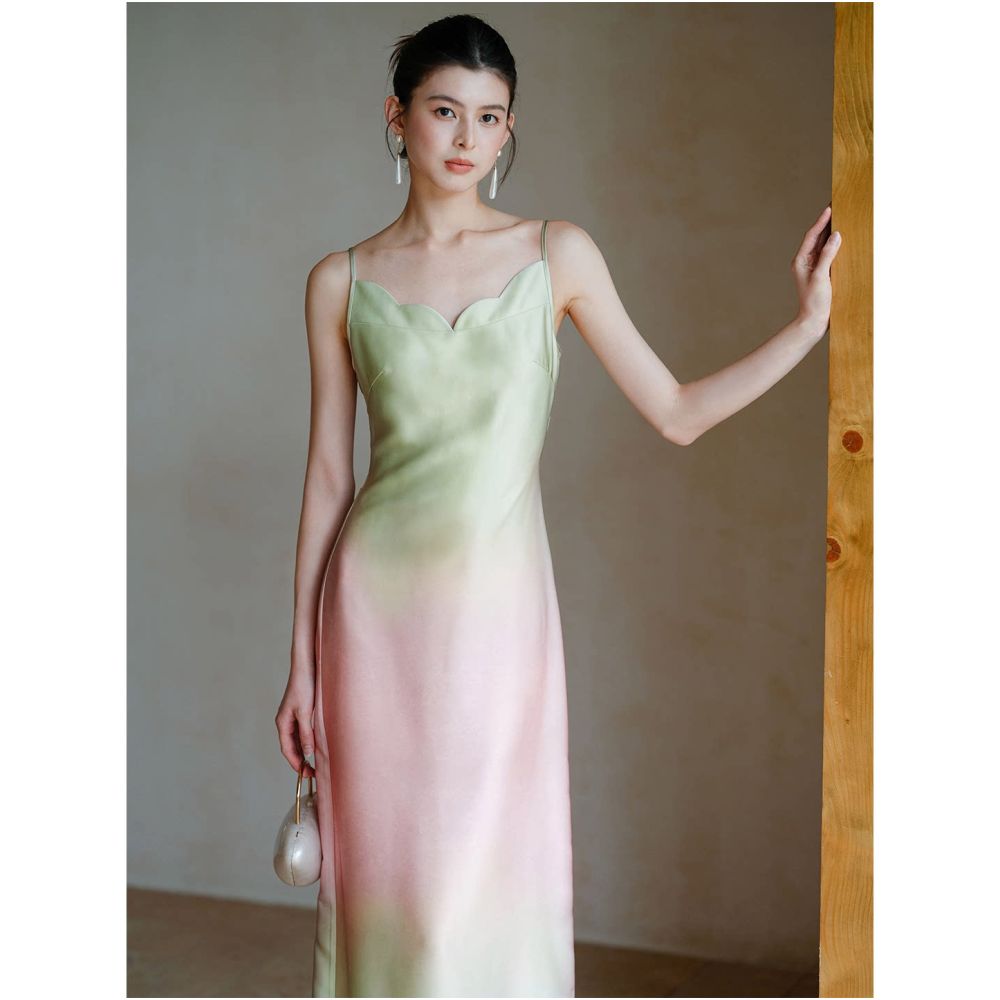 The first cicada dress is a tulip camisole dress for women in the summer of 2026 featuring a gradient slim fit and a new Chinese style temperament long skirt image 2