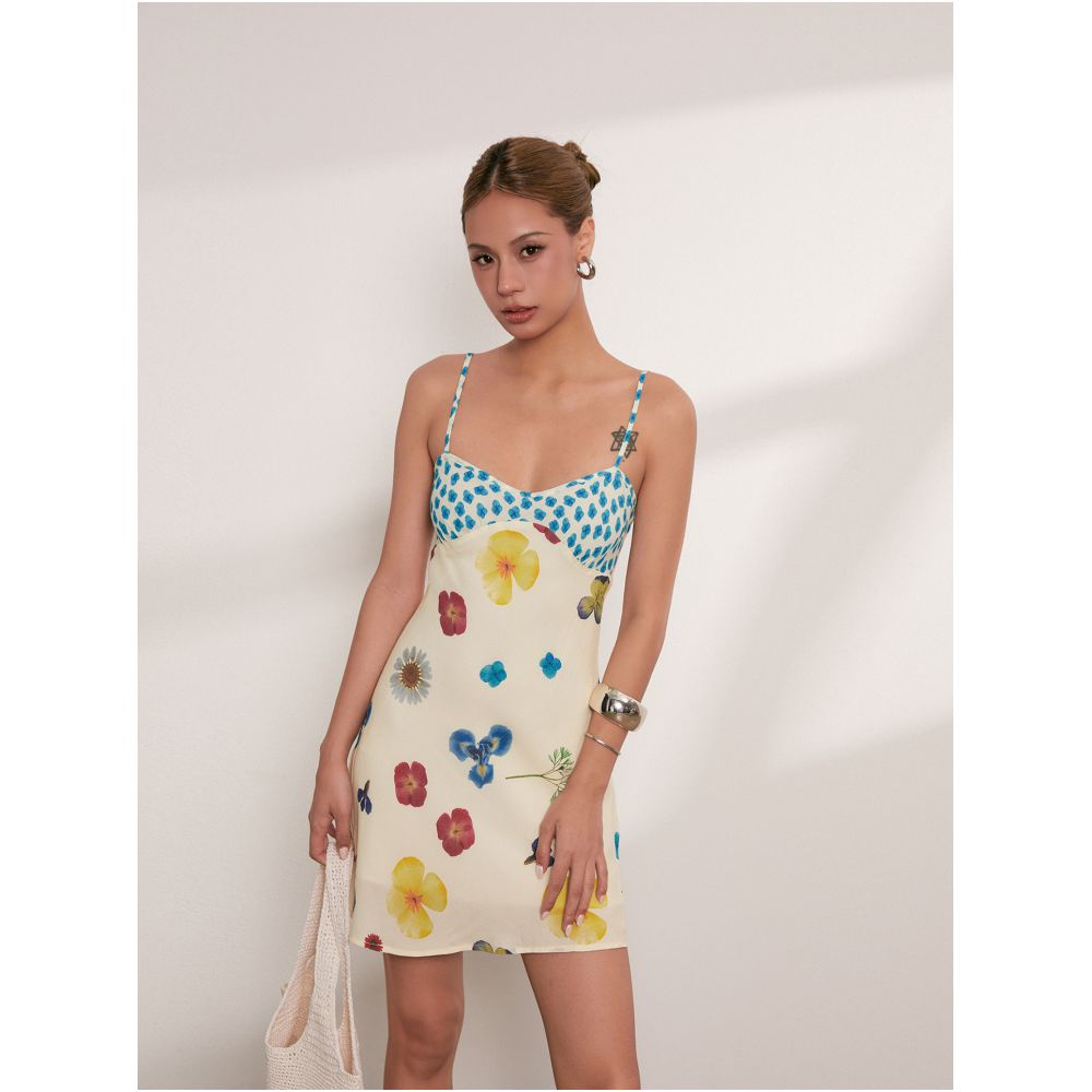 DiscoGlam niche beach vacation style flowy colorful floral print sundress bias cut summer dress for women image 3